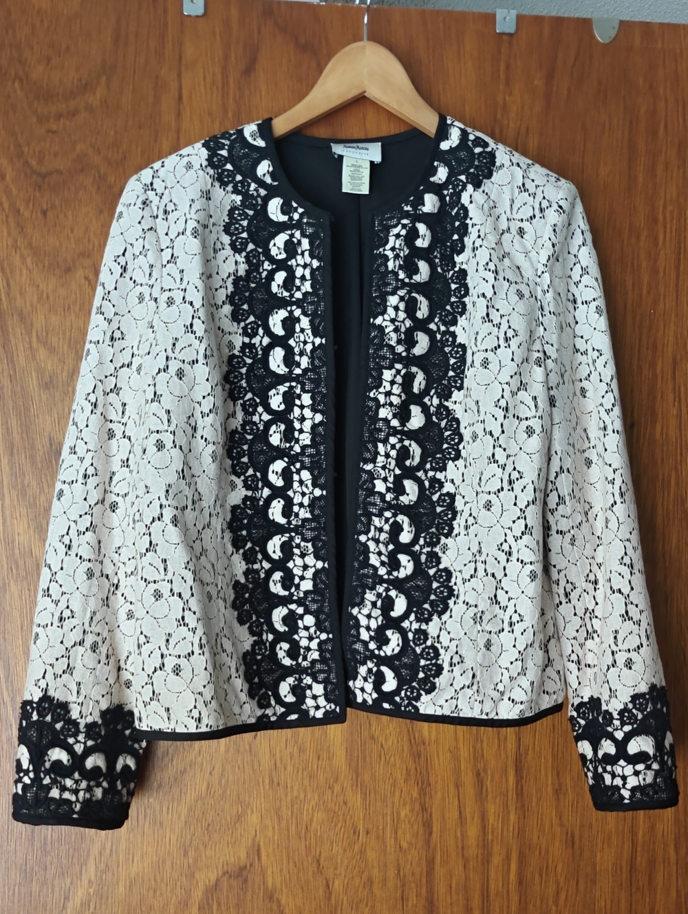 Neiman Marcus White & Black Lace Jacket